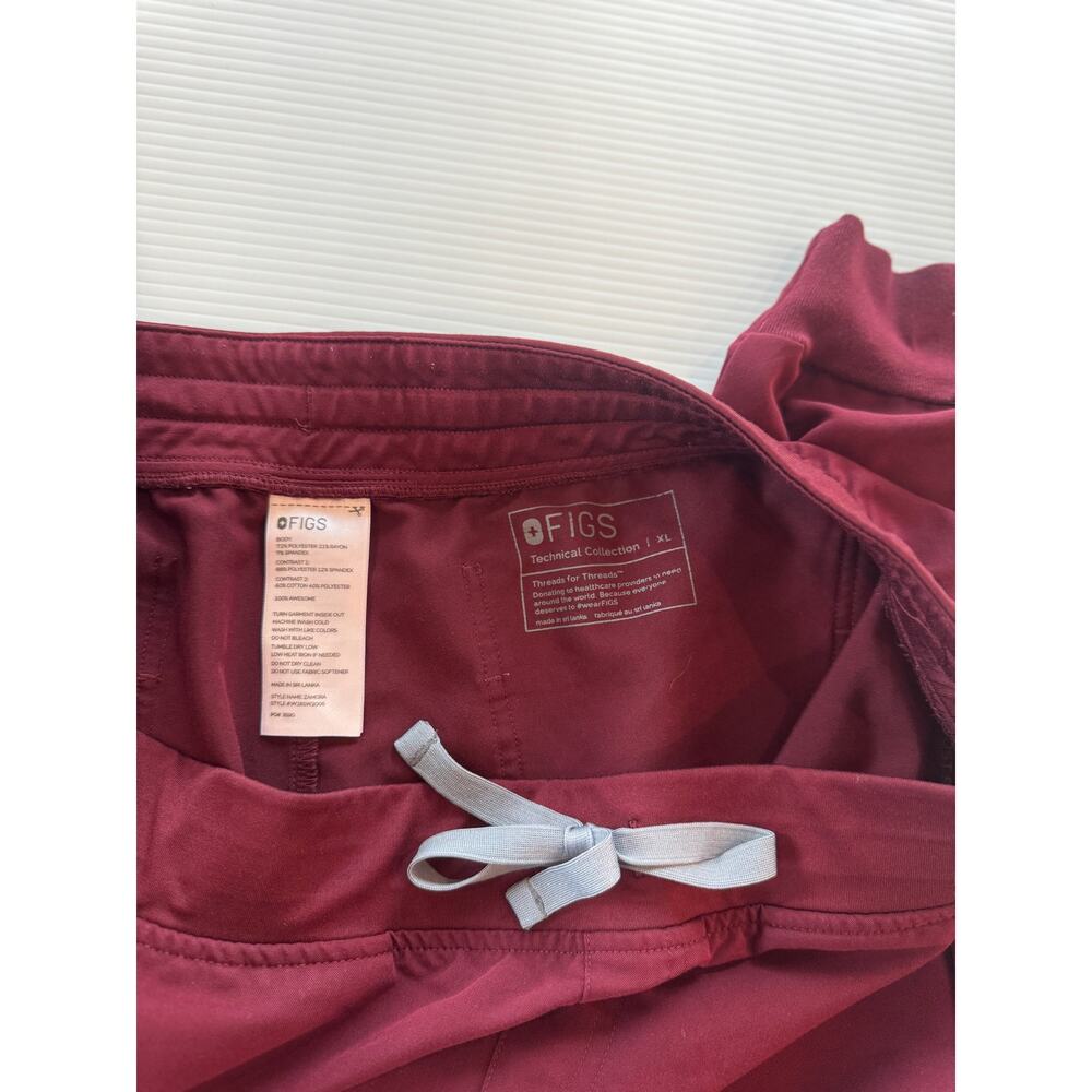 FIGS Zamora Jogger Scrub Pants Women's XL Burgundy Red 3590 Standard Rise Core - Picture 4 of 10